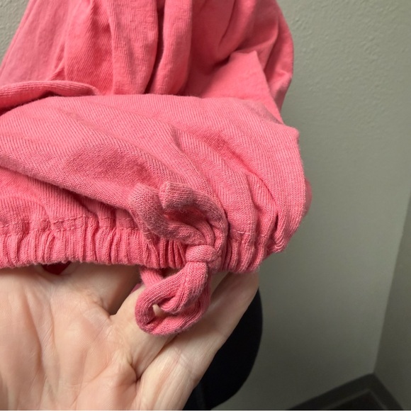 Free People Pink Tie Front Crop Top Puff Sleeve Boho Summer Festival Tee - Picture 5 of 13